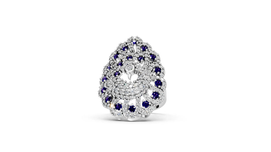 Blue Feathers - 14K White Gold - Pocket Rock Jewelry