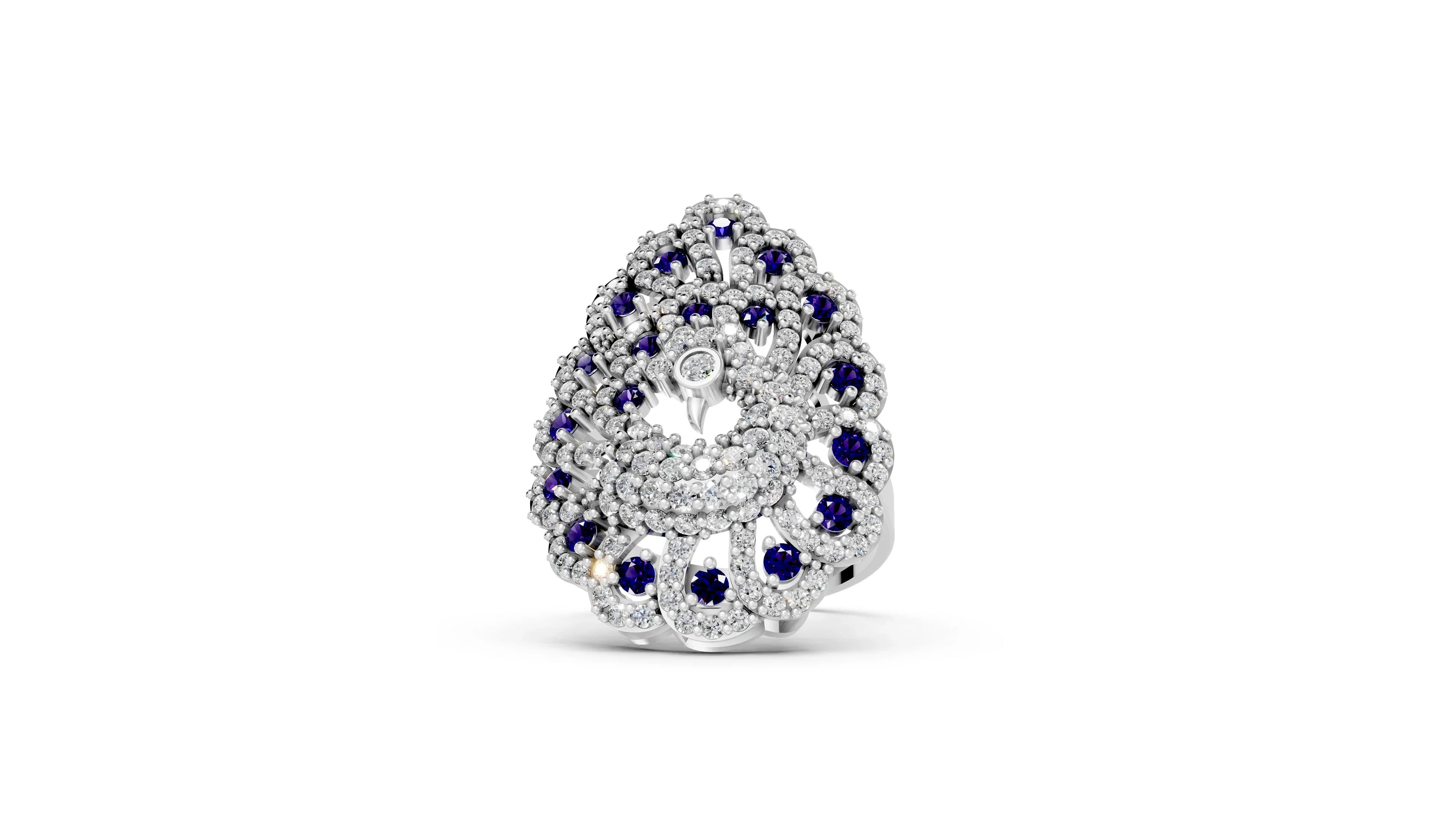 Blue Feathers - 14K White Gold - Pocket Rock Jewelry