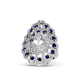 Blue Feathers - 14K White Gold - Pocket Rock Jewelry