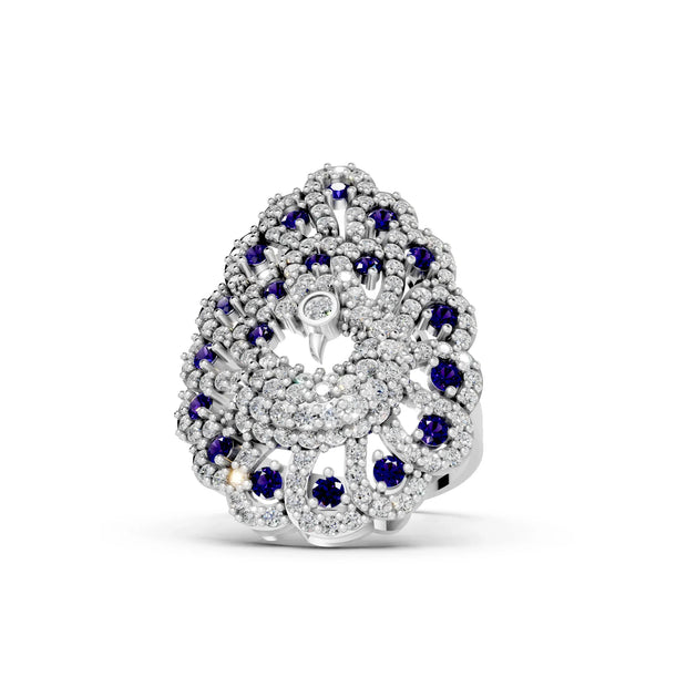 Blue Feathers - 14K White Gold - Pocket Rock Jewelry