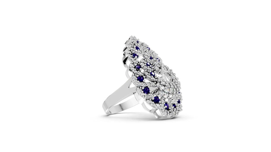 Blue Feathers - 14K White Gold - Pocket Rock Jewelry