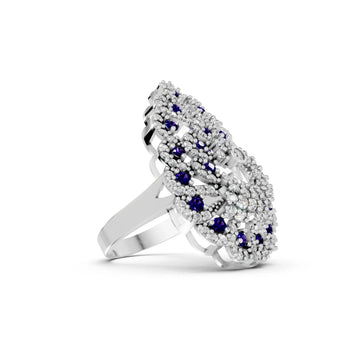 Blue Feathers - 14K White Gold - Pocket Rock Jewelry