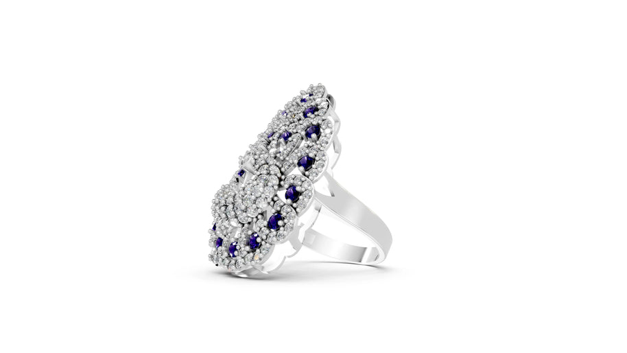 Blue Feathers - 14K White Gold - Pocket Rock Jewelry