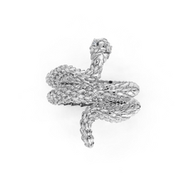 Silver snake-shaped pendant on a white background