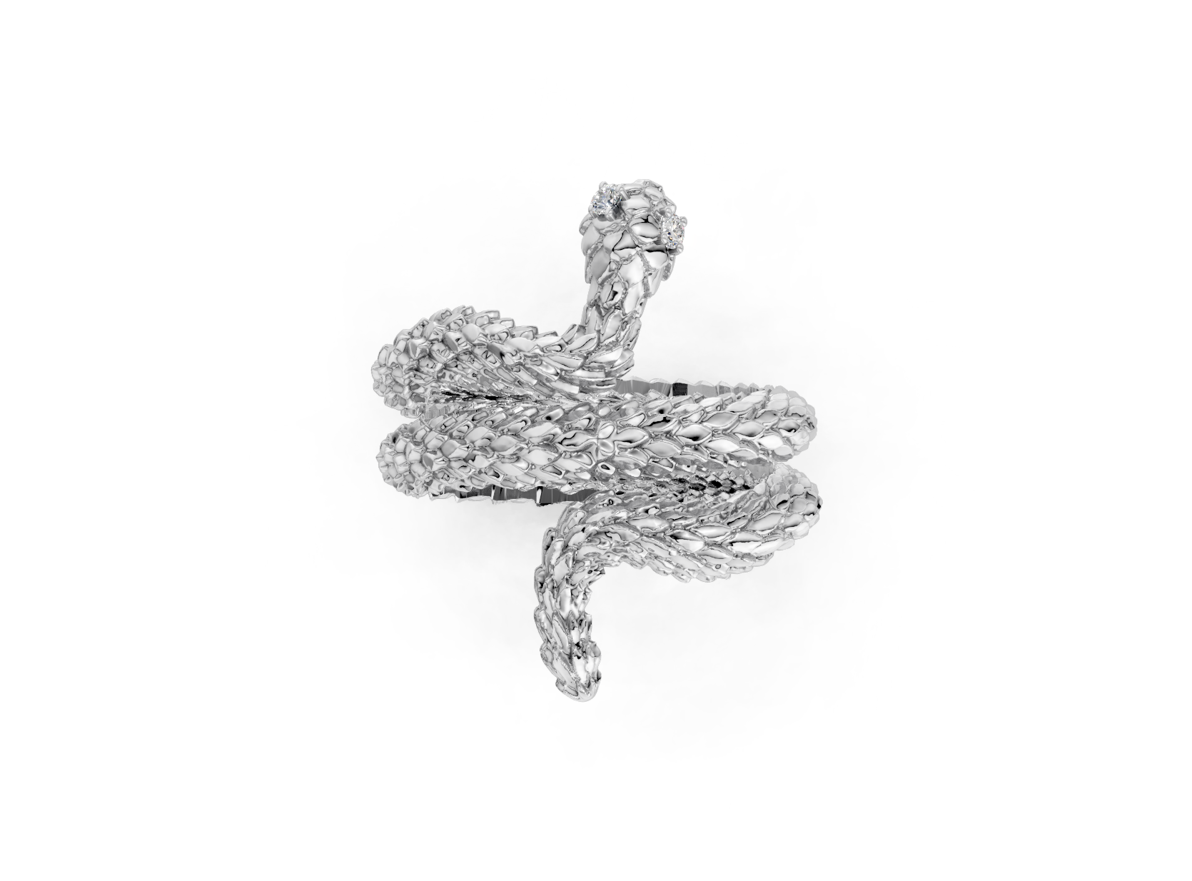 Silver snake-shaped pendant on a white background