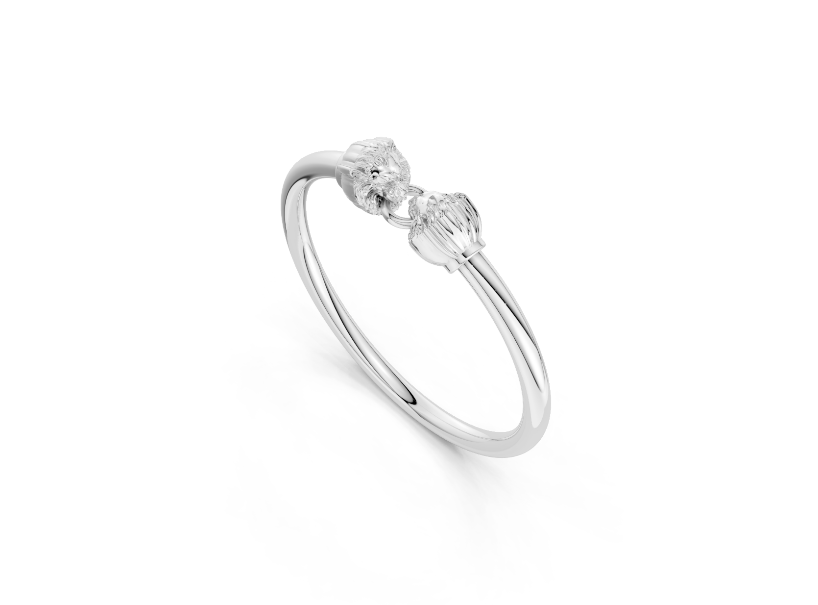 Silver ring with a small diamond on a white background