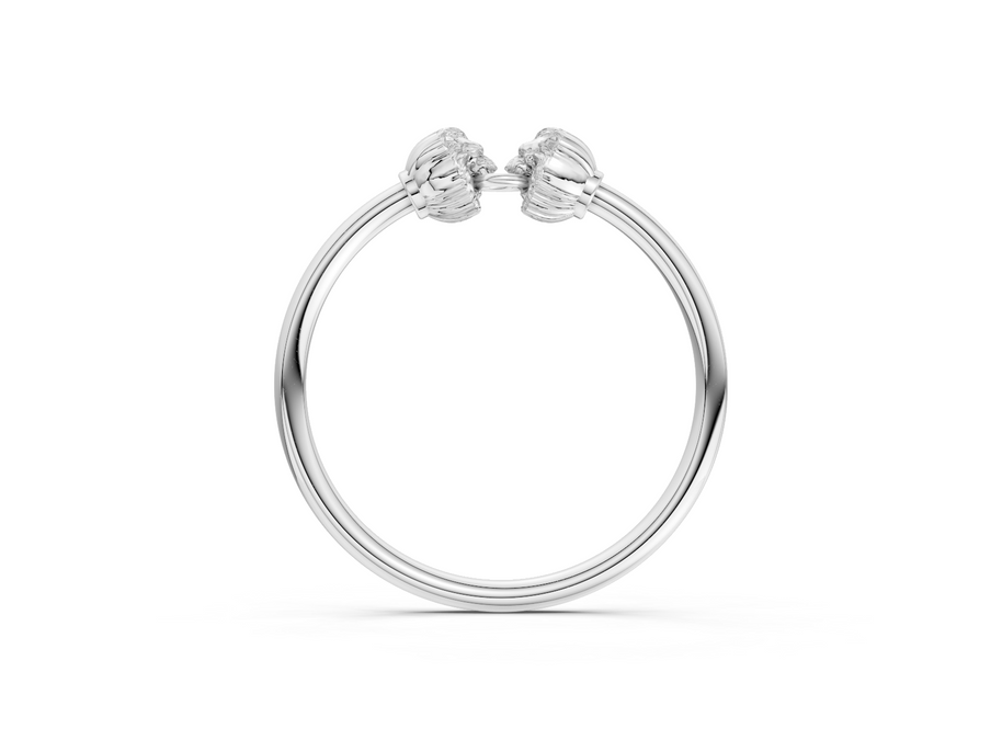 Silver bracelet with heart-shaped clasps on a white background