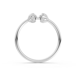 Silver bracelet with heart-shaped clasps on a white background