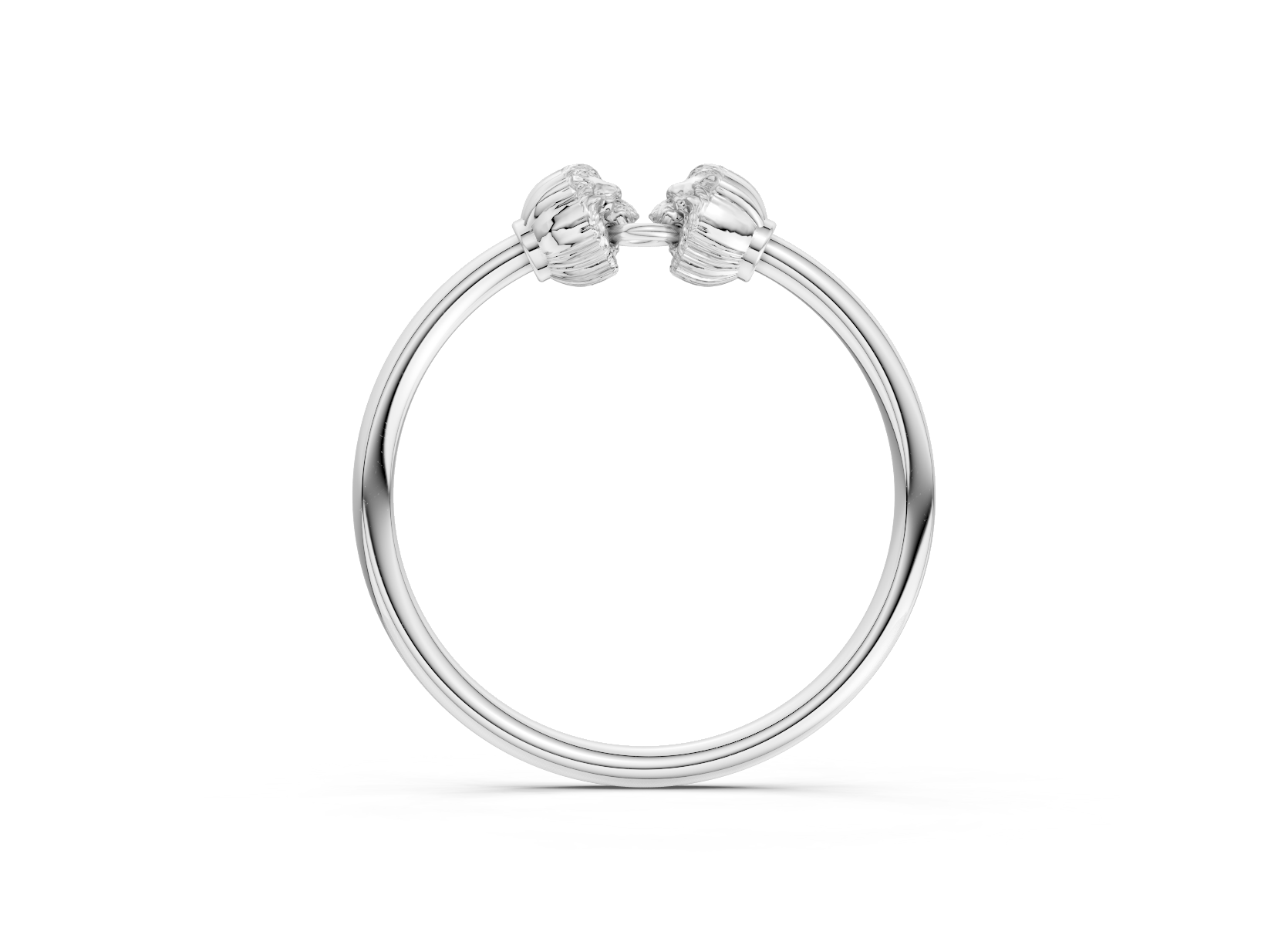 Silver bracelet with heart-shaped clasps on a white background