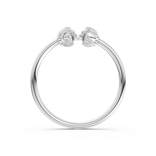 Silver bracelet with heart-shaped clasps on a white background