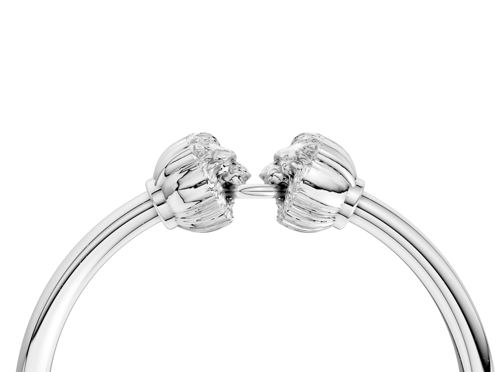 Silver bracelet with floral clasp on a white background