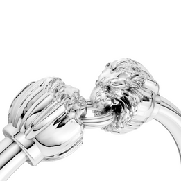 Close-up of a silver ring with a clear gemstone on a white background