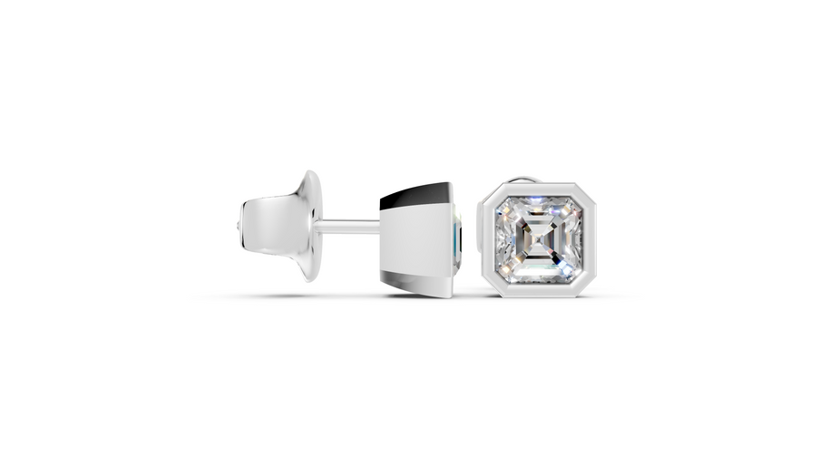 cushion bezel studs side white