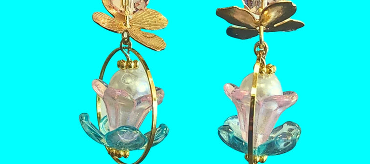 Double Lotus Flower Dangles - Pocket Rock Jewelry