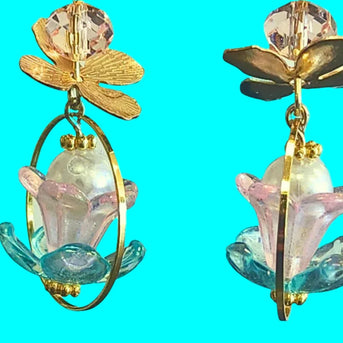 Double Lotus Flower Dangles - Pocket Rock Jewelry