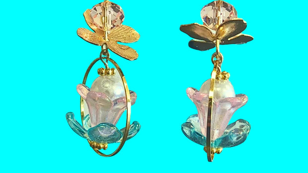 Double Lotus Flower Dangles - Pocket Rock Jewelry