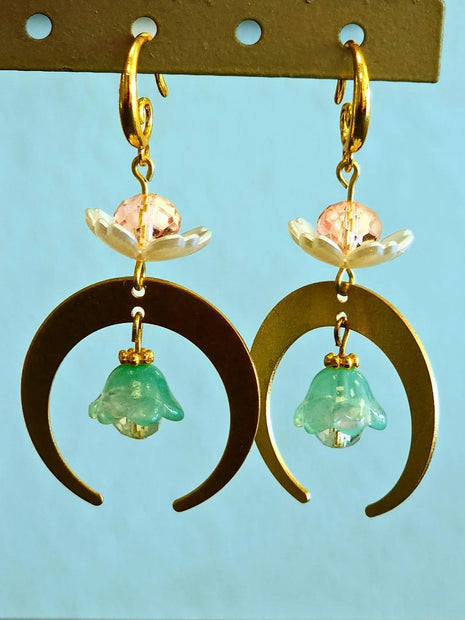 Rose Moon Dangles - Pocket Rock Jewelry