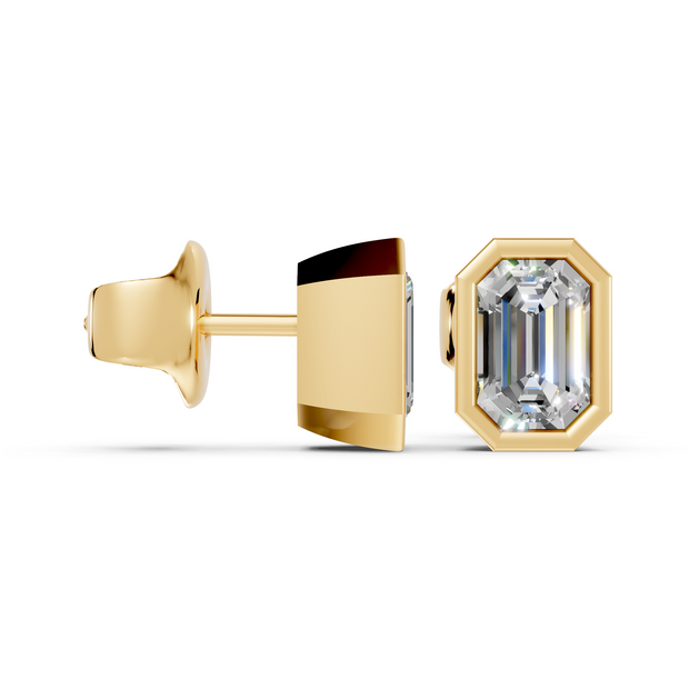 emerald bezel gold studs side