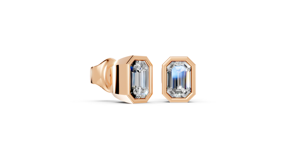 emerald bezel rose studs side angled