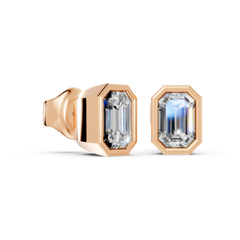 emerald bezel rose studs side angled