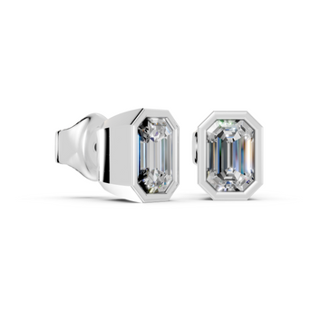 emerald bezel white studs side angled