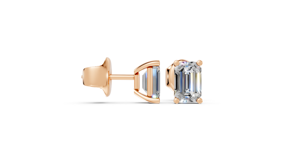 emerald studs front and side in rose gold