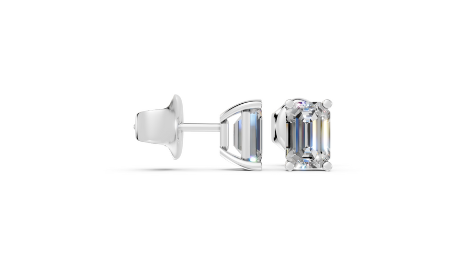 emerald studs front and side in white gold