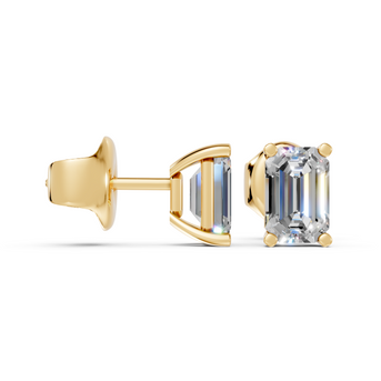 emerald studs front and side in yellow gold
