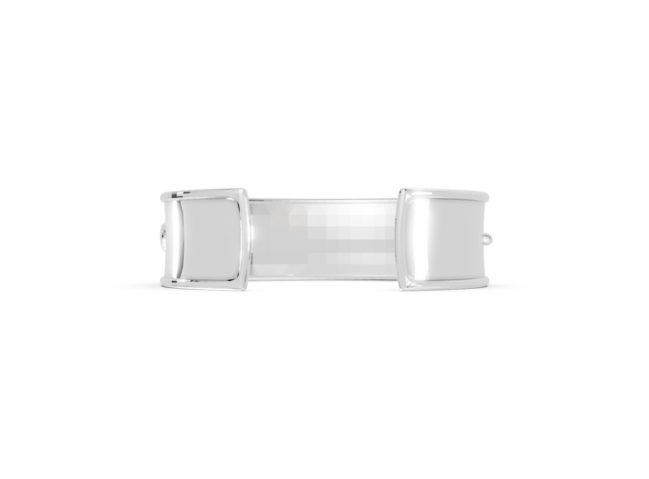 Silver rectangular cufflinks on a white background