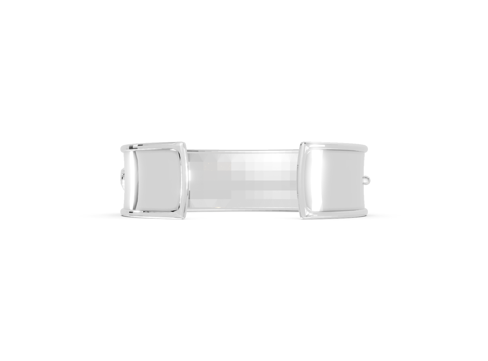 Silver rectangular cufflinks on a white background