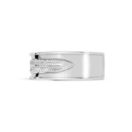 Silver money clip with leaf design on a white background