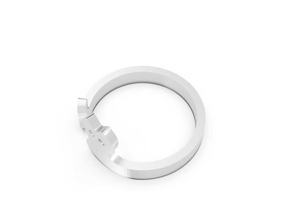 White hoop earring on a white background