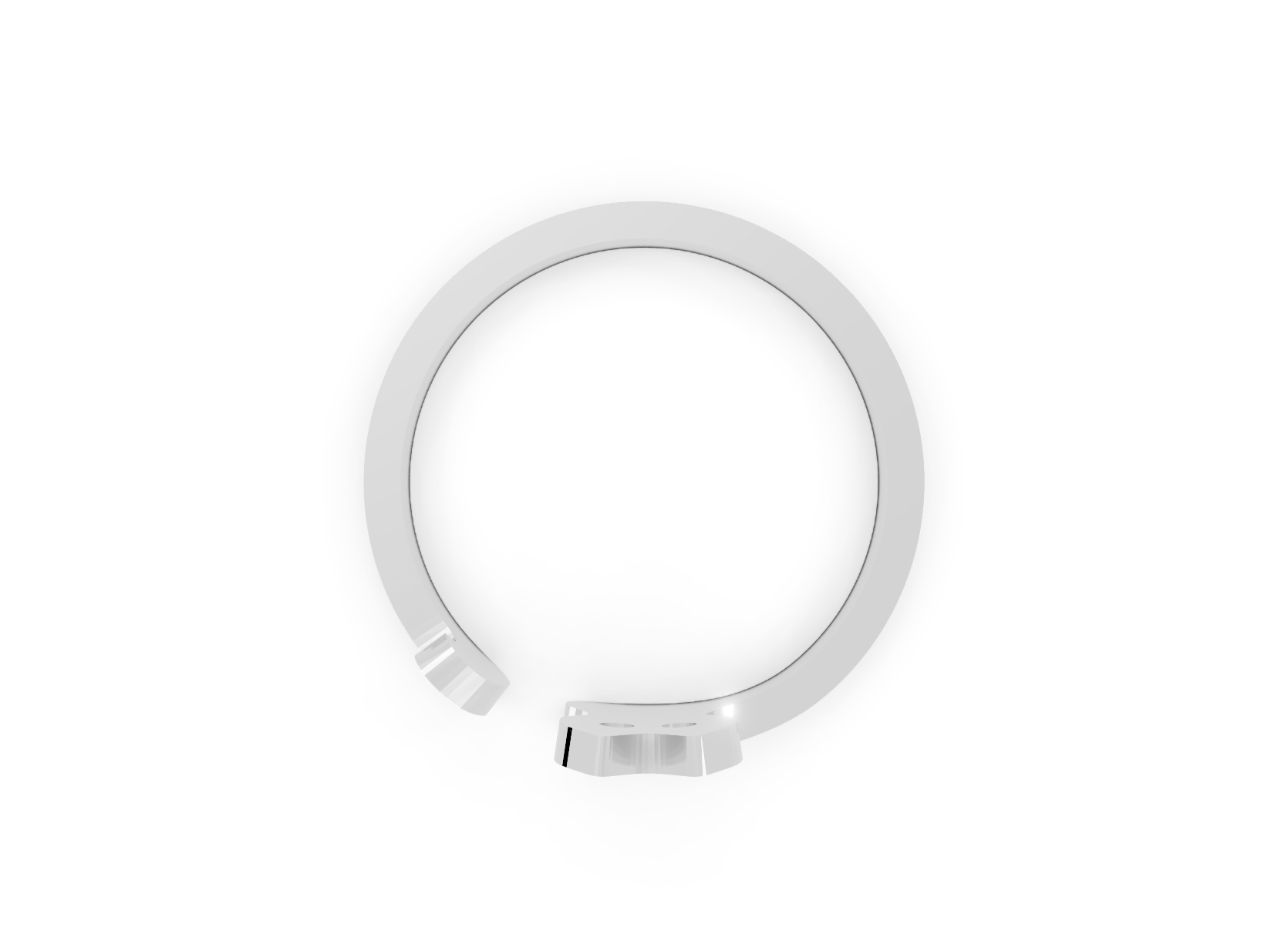 Circular white light bulb on a white background