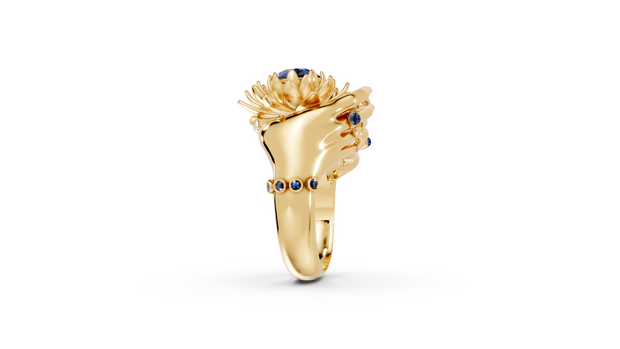 Floating Lotus - 10K Yellow Gold - Pocket Rock Jewelry