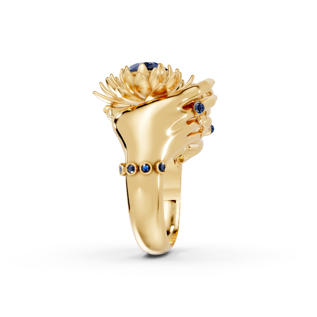 Floating Lotus - 10K Yellow Gold - Pocket Rock Jewelry