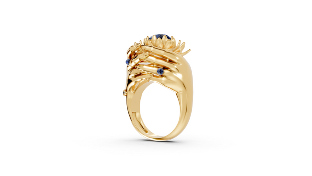 Floating Lotus - 10K Yellow Gold - Pocket Rock Jewelry