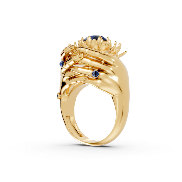 Floating Lotus - 10K Yellow Gold - Pocket Rock Jewelry