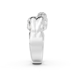 Silver ring with a heart-shaped design on a white background