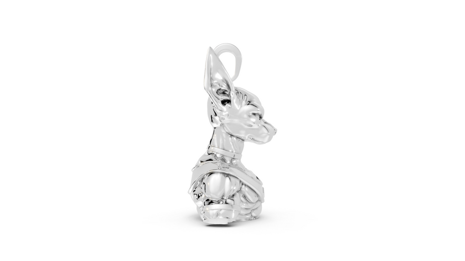 Silver horse pendant on a white background