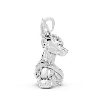 Silver horse pendant on a white background