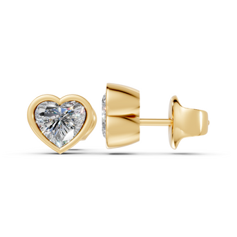 heart bezel gold studs side