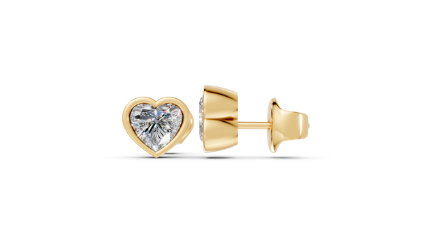 heart bezel gold studs side