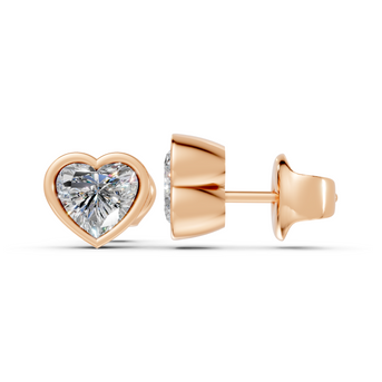 heart bezel rose gold studs side 