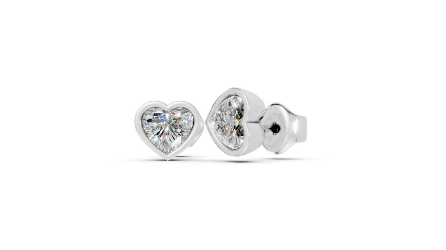 heart bezel white gold studs side 