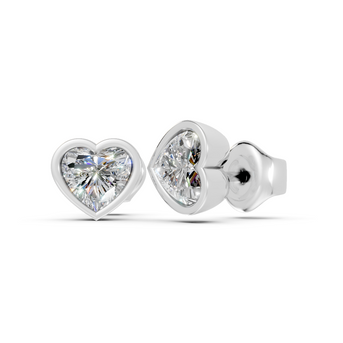 heart bezel white gold studs side 