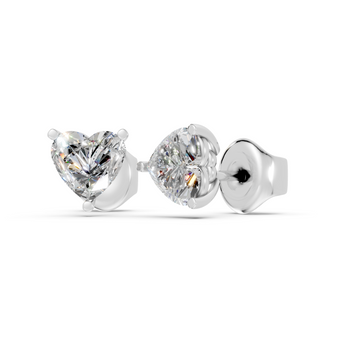 heart studs front and angled in white gold