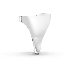 Silver funnel-shaped object on a white background