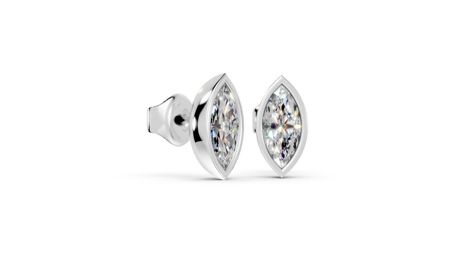 marquise bezel studs side