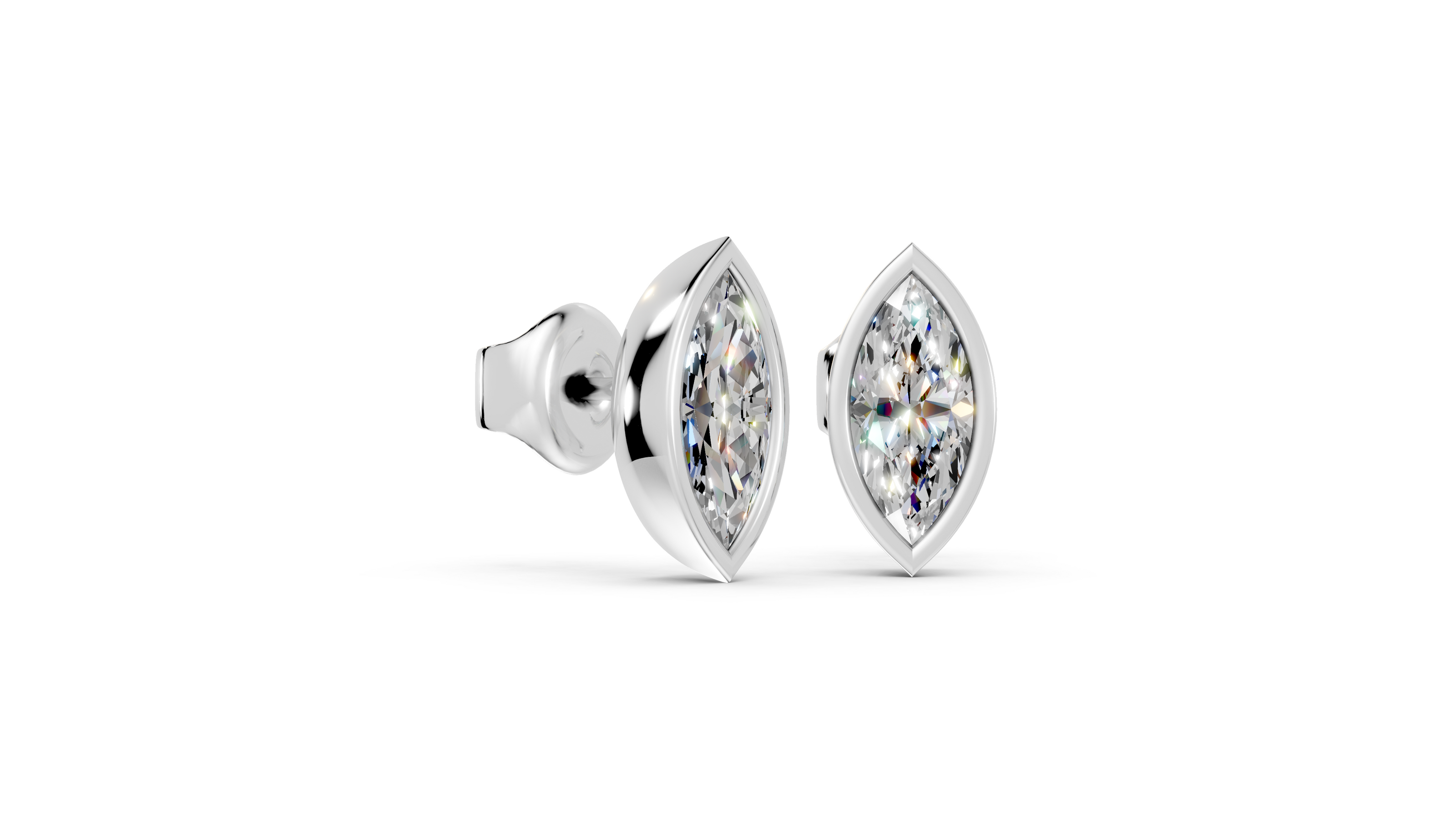 marquise bezel studs side