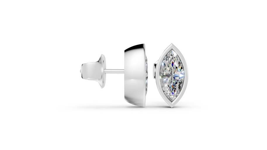 marquise bezel studs side